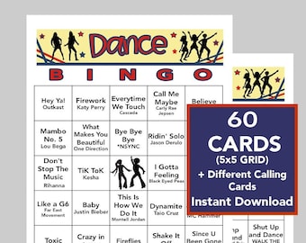 Dance Music Bingo, 60 Printable Cards (Digital Download)