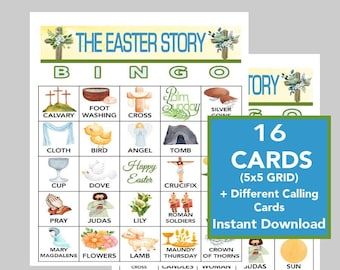 Easter Story Bingo Game, 16 Cards (Digital Download)