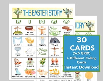 Easter Story Bingo Game, Christian Religious Activity (Digital Download)