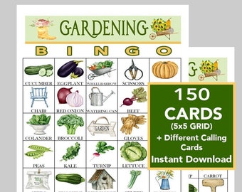 Garden Bingo, Gardening Fun,  Senior Citizen game, Retiree Brunch Activity, Beautiful Secret Garden, PRINTABLE 150 unique cards