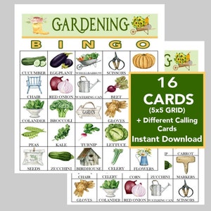 Bingo en el jardín, diversión en el jardín, juego para personas mayores, actividad de brunch para jubilados, hermoso jardín secreto, 16 tarjetas exclusivas para IMPRIMIR