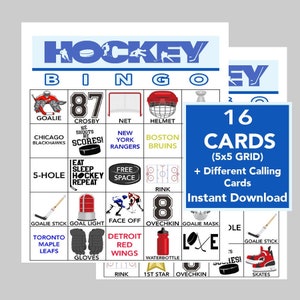 Bingo hockey, partie de hockey, fête de hockey, fête d'anniversaire de hockey, impressions hockey, bingo de sport, téléchargement immédiat, 16 cartes différentes