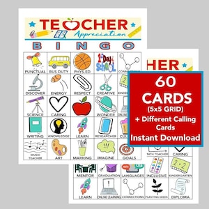 Schullehrer, Lehrer Wertschätzung, Personal Spiel, Druckbare Anerkennungs Woche, INSTANT DOWNLOAD, 60 verschiedene Karten