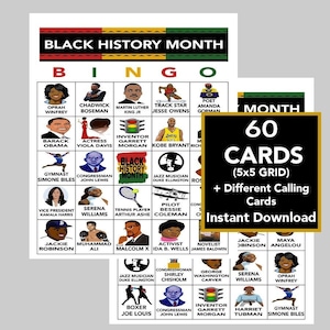 Black History Month Bingo, Black History Games, Black History Trivia, School Activity, Group Activity, Instant Download, 60 Different Cards image 1