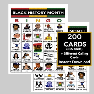 Black History Month Bingo, Black History Games, Black History Trivia, School Activity, Group Activity, Instant Download, 200 Different Cards