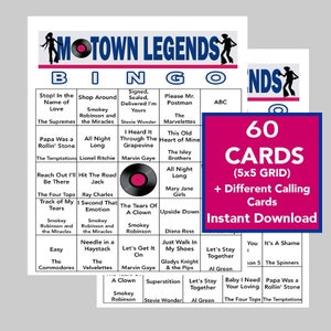 Leyendas de Motown, música de Motown, historia afroamericana, música afroamericana, actividad grupal, descarga instantánea, 60 tarjetas diferentes, tarjetas de presentación, enlace de Spotify