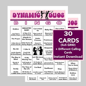 Música dos anos 70, 80, 90, 2000, 2010, Bingo de aniversário, Bingo de música, Download digital instantâneo, 30 cartões de bingo diferentes, lista de reprodução do Spotify