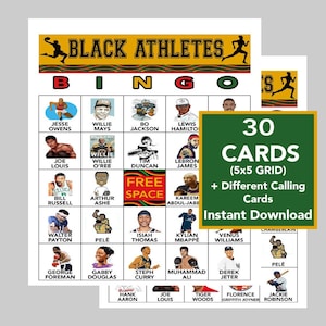 Black History Month Bingo, Black History Game, Black History Athletes, School Activity, Group Activity, Instant Download, 30 Different Cards