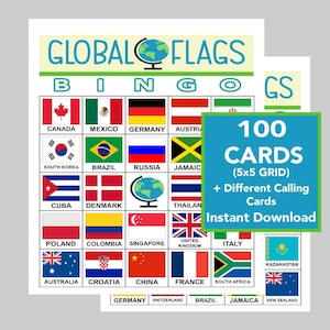 Bingo de Jogos de Verão, Bingo de Jogos Internacionais, Bingo de Cerimônias Abertas, Bandeiras de Países, Bingo de Paris, Download Digital, 30 Cartões Diferentes