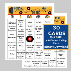 Musica, Compleanno musicale, Bingo musicale, Download digitale istantaneo, Singo, 30 diverse carte Bingo, Playlist Spotify inclusa, Stampabile