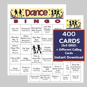 Baile, Éxitos de música dance, Fiesta de baile, Bingo de baile, Descarga digital instantánea, Juegos de bingo, Acceso a lista de reproducción de Spotify, 400 tarjetas de bingo diferentes