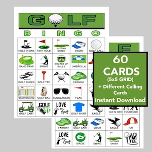 Jeu de bingo de golf, bingo sportif, bingo de fête, jeux de golf, jeux amusants pour enfants, téléchargement immédiat, 60 cartes