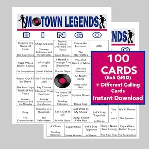 Leyendas de Motown, música de Motown, historia afroamericana, música afroamericana, actividad grupal, descarga instantánea, 100 tarjetas diferentes, tarjetas de presentación, enlace de Spotify