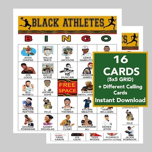 Black History Month Bingo, Black History Game, Black History Athletes, School Activity, Group Activity, Instant Download, 16 Different Cards