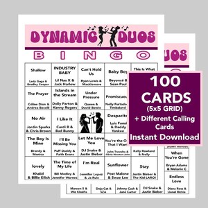 Música dos anos 70, 80, 90, 2000, 2010, Bingo de aniversário, Bingo musical, download digital instantâneo, 100 cartões de bingo diferentes, lista de reprodução do Spotify