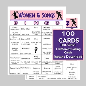 Bingo Donne e Canzoni, Musica Femminile, Canzoni per Ragazze, Cartelle Bingo 5'x5', Download Digitale, 100 Cartelle Diverse, Divertimento per tutti, Playlist Spotify