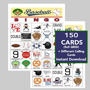 Gioco del bingo del baseball, baseball, bingo sportivo, bingo per feste, partite di baseball, giochi divertenti, download immediato, 150 cartelle diverse, elenco chiamate incl.