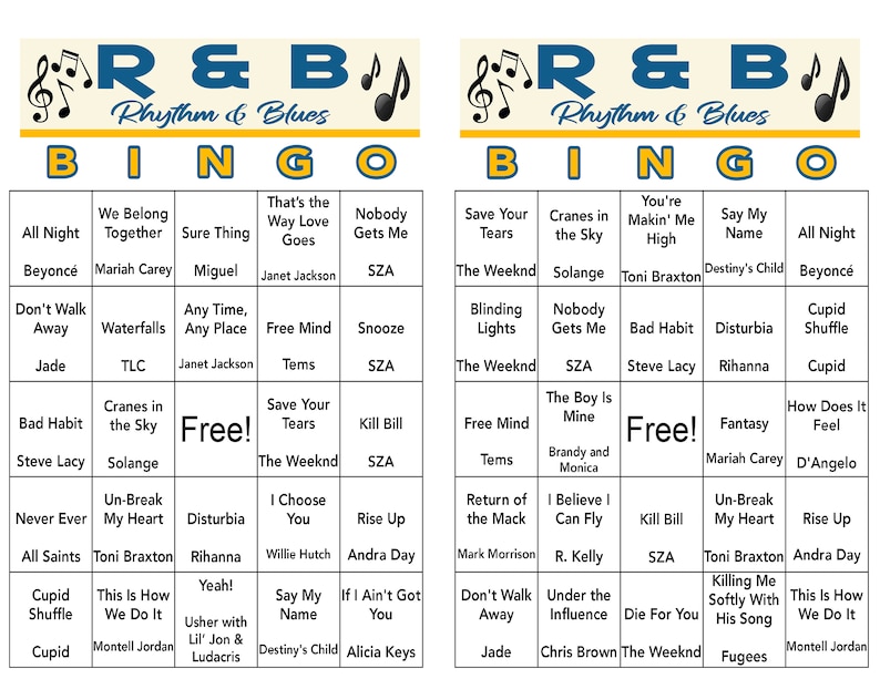 R&B Music Hits, Rhythm and Blues Party, Digital Download, Bingo Games ...