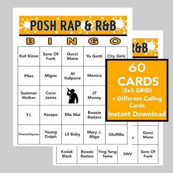 Rap Music Rnb Music Rap and Rnb Bingo Music Games Rap and Rnb