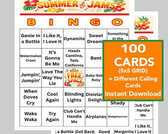 Decades and Throwback Hits Music Bingo Game – 50 Songs, Party Game for Adults & Music Lovers! Music Playlist, Digital Download, 100 Cards
