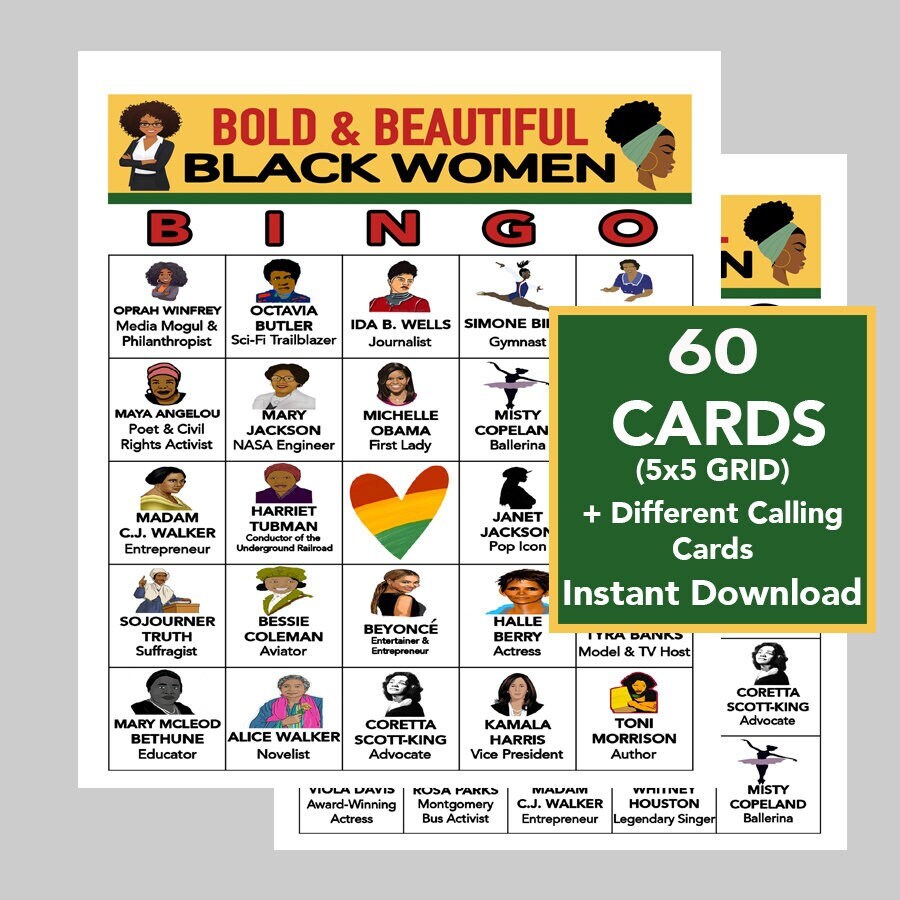 black-history-month-bingo-women-s-month-bingo-african-american-women-instant-digital-download-significance-sheet-60-different-cards-etsy for Free Printable Black History Bingo Black History Month Bingo, Women's Month Bingo, African American Women, Instant Digital Download, Significance Sheet, 60 Different Cards - Etsy for Free Printable Black History Bingo