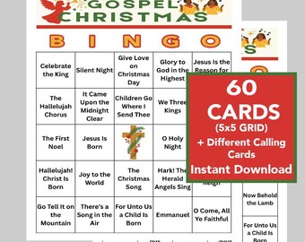 Christmas Gospel Music Bingo – 60 Printable Cards (PDF Download)