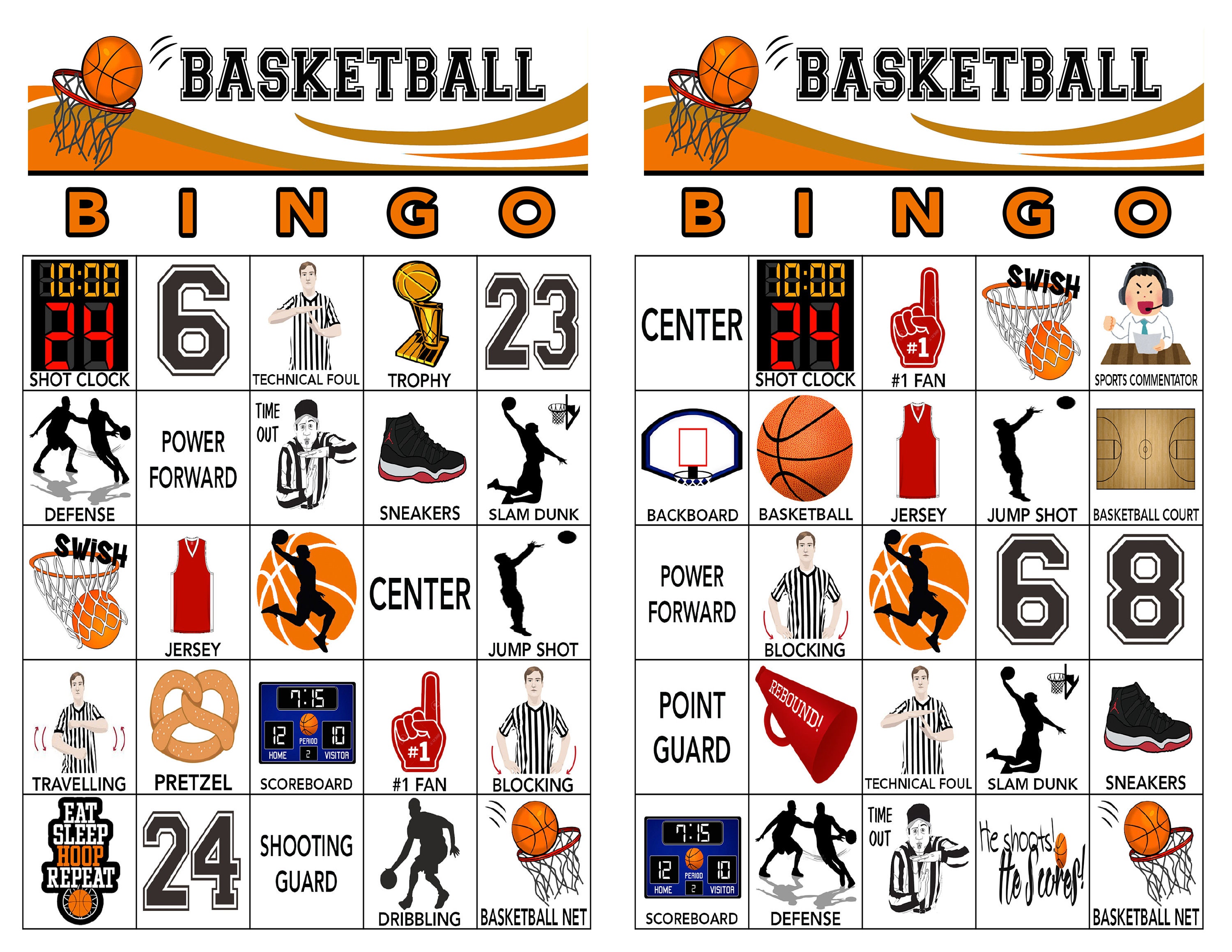 Basketball Bingo Game Sports Bingo Party Bingo Basketball Etsy