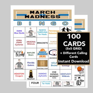 Bingo de la folie de mars, bingo de basket-ball, fête de basket-ball, fête d'anniversaire de basket-ball, bingo sportif, téléchargement immédiat, 100 cartes différentes