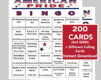 American Pride Music Bingo Game, 200 Cards (Digital Download)