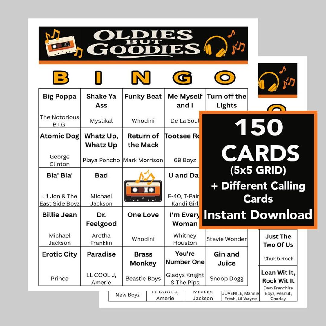 Music Bingo, Hip Hop, R&B, 150 Bingo Cards (digital Download) - Etsy