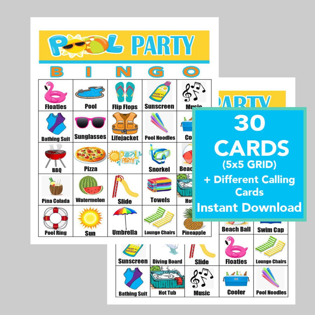 Pool Party, Pool Party Games, Instant Digital Download, Printable Games