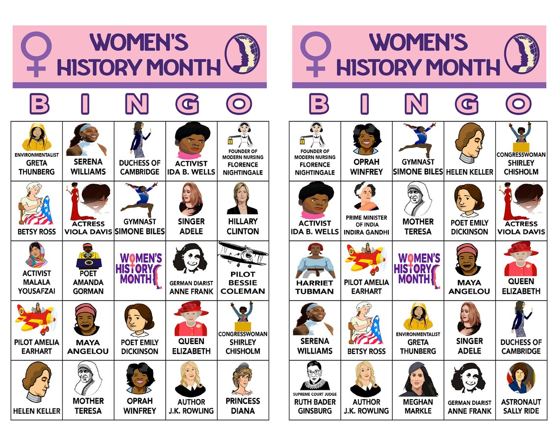 International Womens Day Bingo Womens History Month Etsy International Womens Day Bingo Womens History Month Etsy
