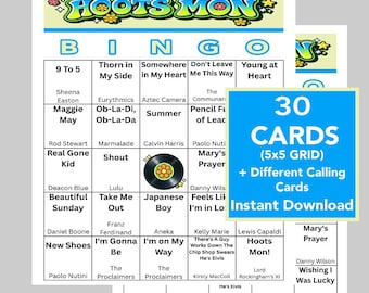 Hoot Mon, Scotland, Music Bingo Game, Music Playlist Included, 30 Different Cards (Instant Download)