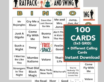 Rat Pack, Swing & Music Bingo | Printable Music Bingo Game | Frank Sinatra, Dean Martin, Michael Bublé | Instant Download, Music Playlist