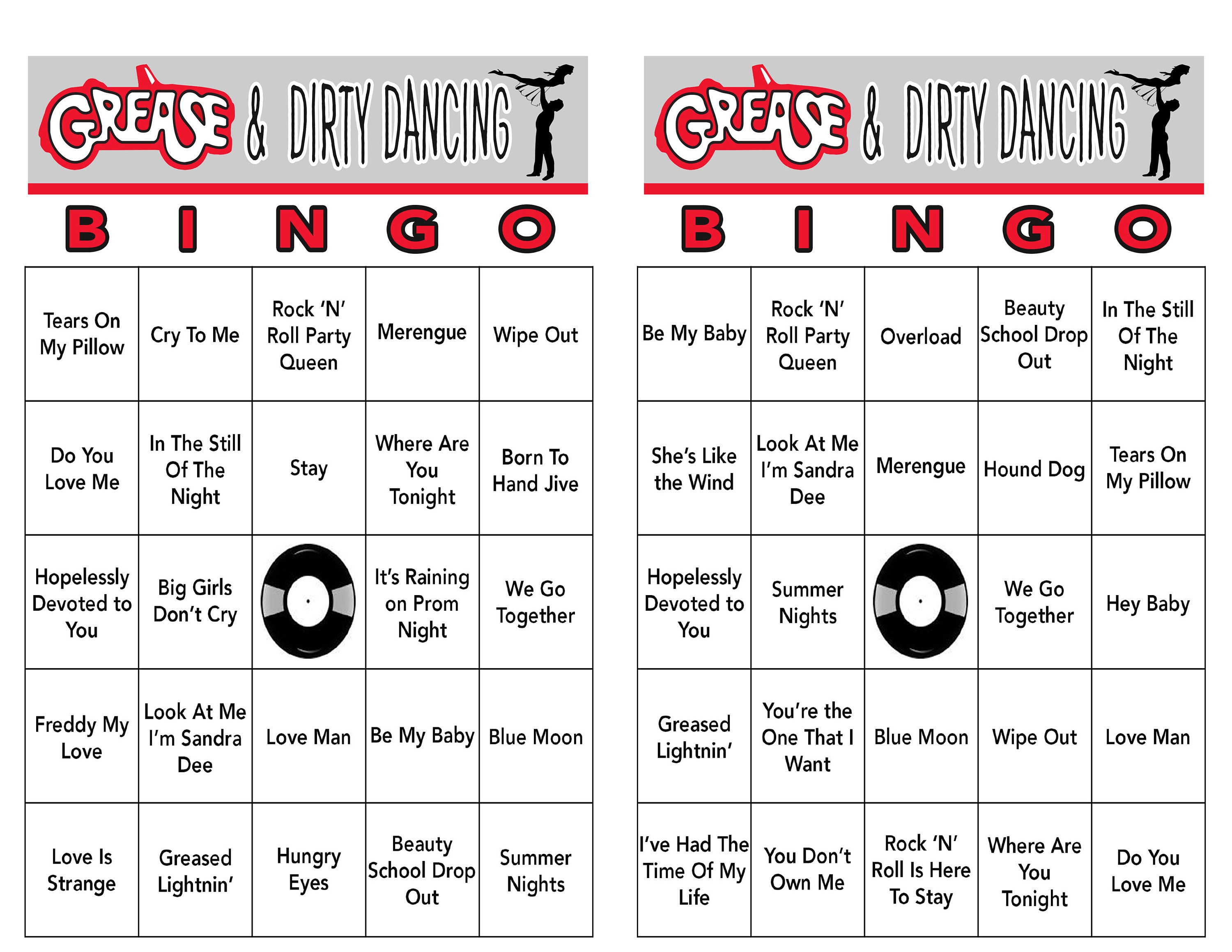 Grease Dirty Dancing Music Hits Music Party Digital Etsy