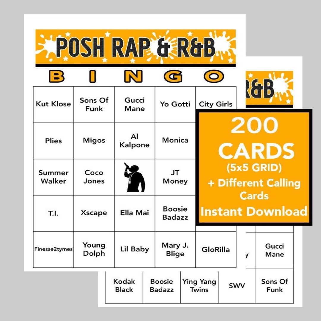Rap Music, Rnb Music, Rap and Rnb Bingo, Music Games, Rap and Rnb Music ...