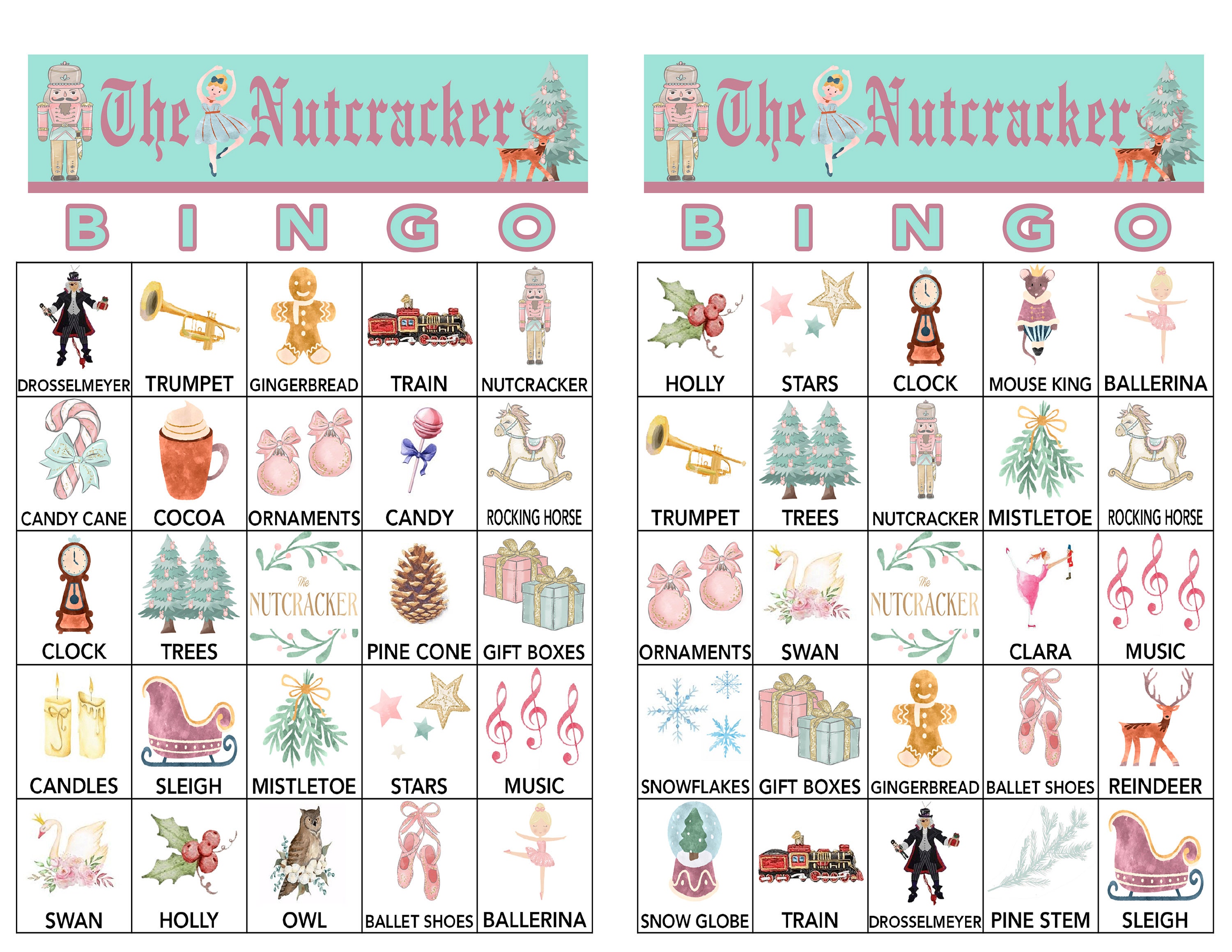 Nutcracker Nutcracker Bingo Christmas Bingo Holiday Party Etsy