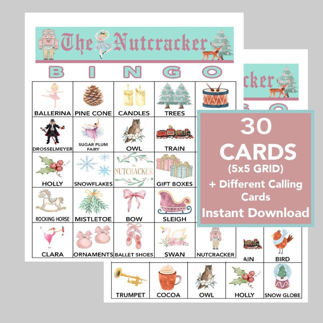 Nutcracker, Nutcracker Bingo, Christmas Bingo, Holiday Party Game