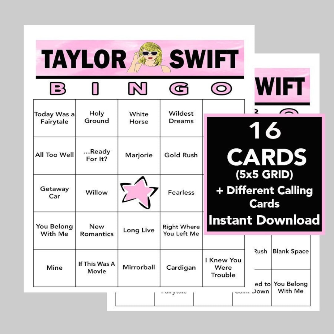 Taylor Swift Bingo Card