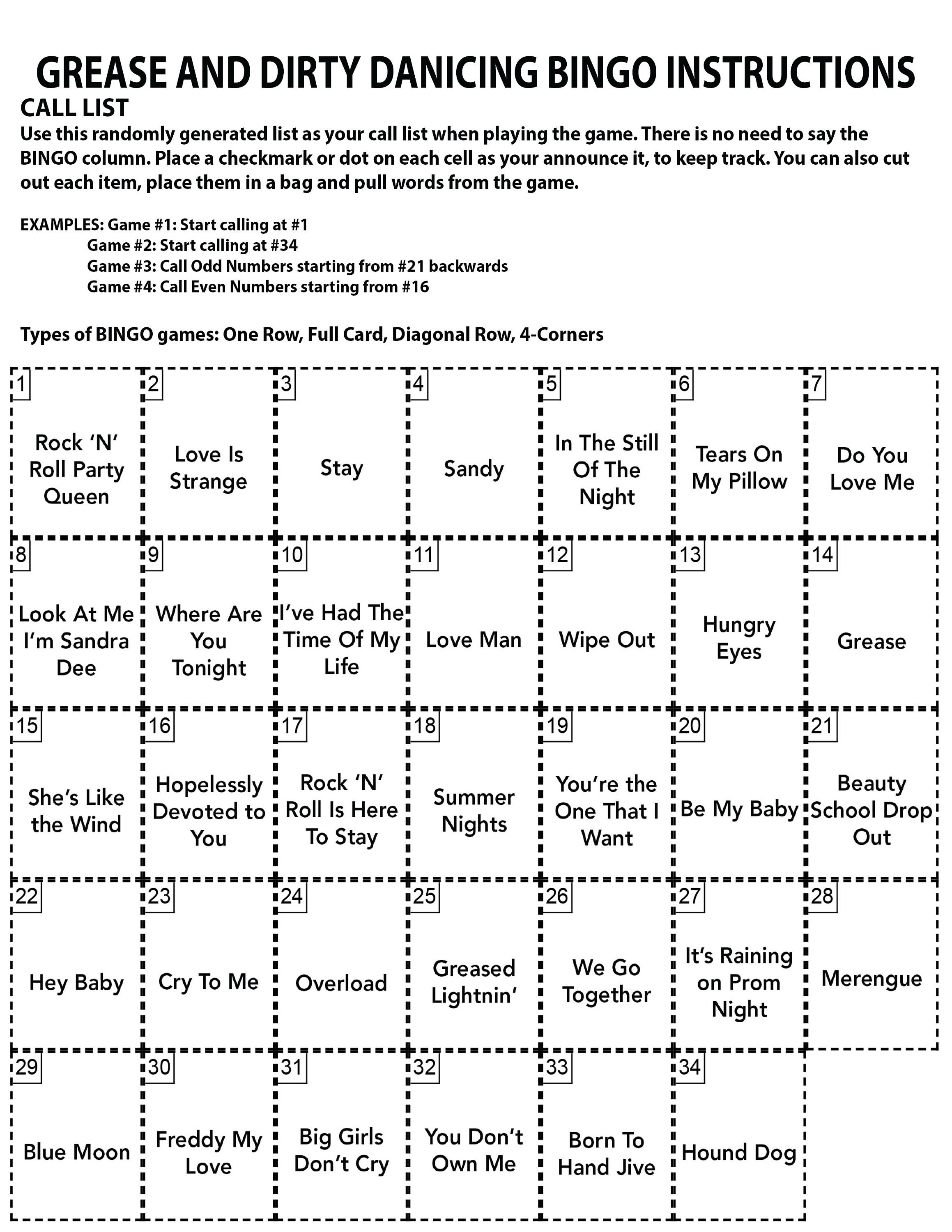 Grease Dirty Dancing Music Hits Music Party Digital Etsy