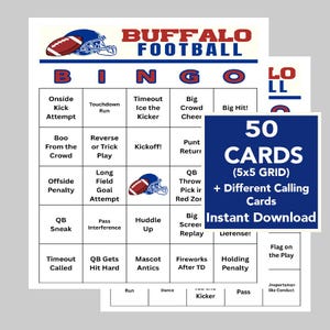 Football Bingo, 50 Unique Bingo Cards, Football Activity, Kid's Printable Bingo Game, 75 Different Calling Cards, Digital Download Only