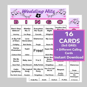 Juegos de boda, juegos de boda, bingo musical para bodas, juegos imprimibles, bingo nupcial, descarga digital, 16 tarjetas diferentes