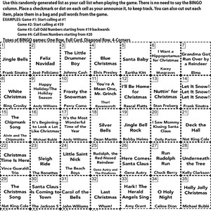 Peut inclure: Une carte de bingo de No&euml;l avec un design noir et blanc. La carte comporte 36 cases avec des mots et des expressions sur le th&egrave;me de No&euml;l. La carte est divis&eacute;e en 6 rang&eacute;es et 6 colonnes. Les cases sont num&eacute;rot&eacute;es de 1 &agrave; 36.
