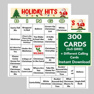 HOLIDAY Music, Weihnachtsfeier, Weihnachtsmusik Bingo, digitaler Download, druckbare Spiele, 300 verschiedene Bingokarten, inklusive Spotbox-Wiedergabeliste