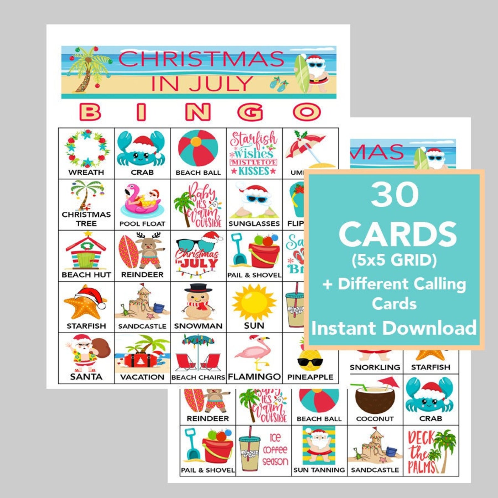 Christmas in July Game Christmas in July Bingo Party Game Etsy