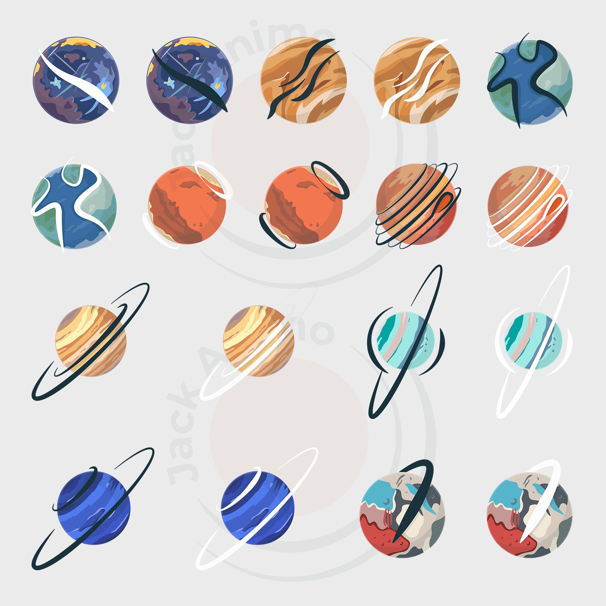 Abstract Planets Icon Pack - Etsy