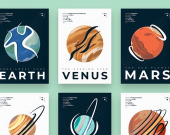Solar System Planets - x18 Digital Prints (Mercury, Venus, Earth, Mars, Jupiter, Saturn, Uranus, Neptune, Pluto)