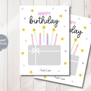 Happy Birthday Gift Card Holder, Birthday Candle Gift Card, Personalized Gift Card, Printable Gift Card Holder, Editable, DIY