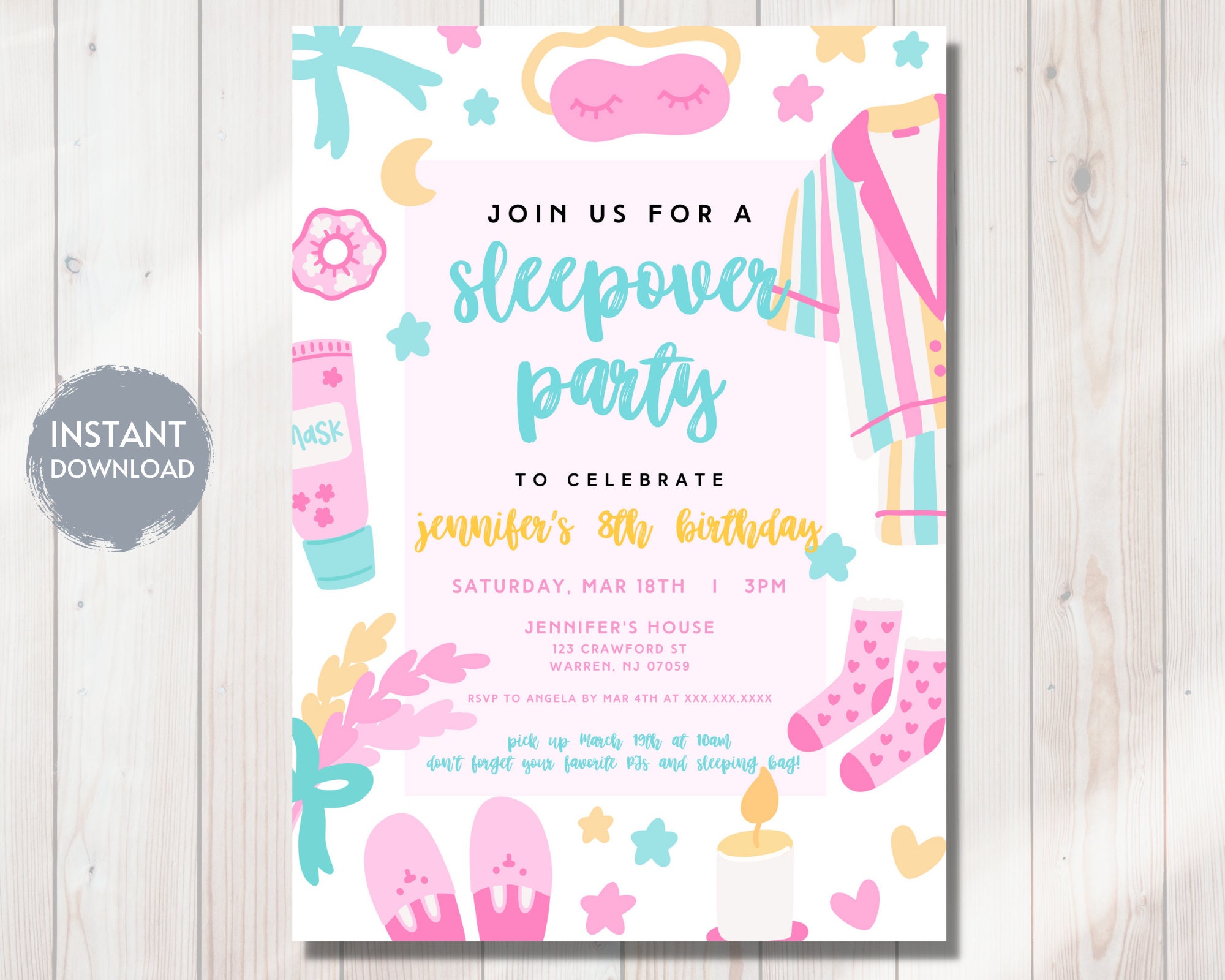 slumber-party-birthday-invitation-template-pastel-sleepover-party-invite-any-age-kids-bday-cute-printable-editable-digital-download-diy-etsy