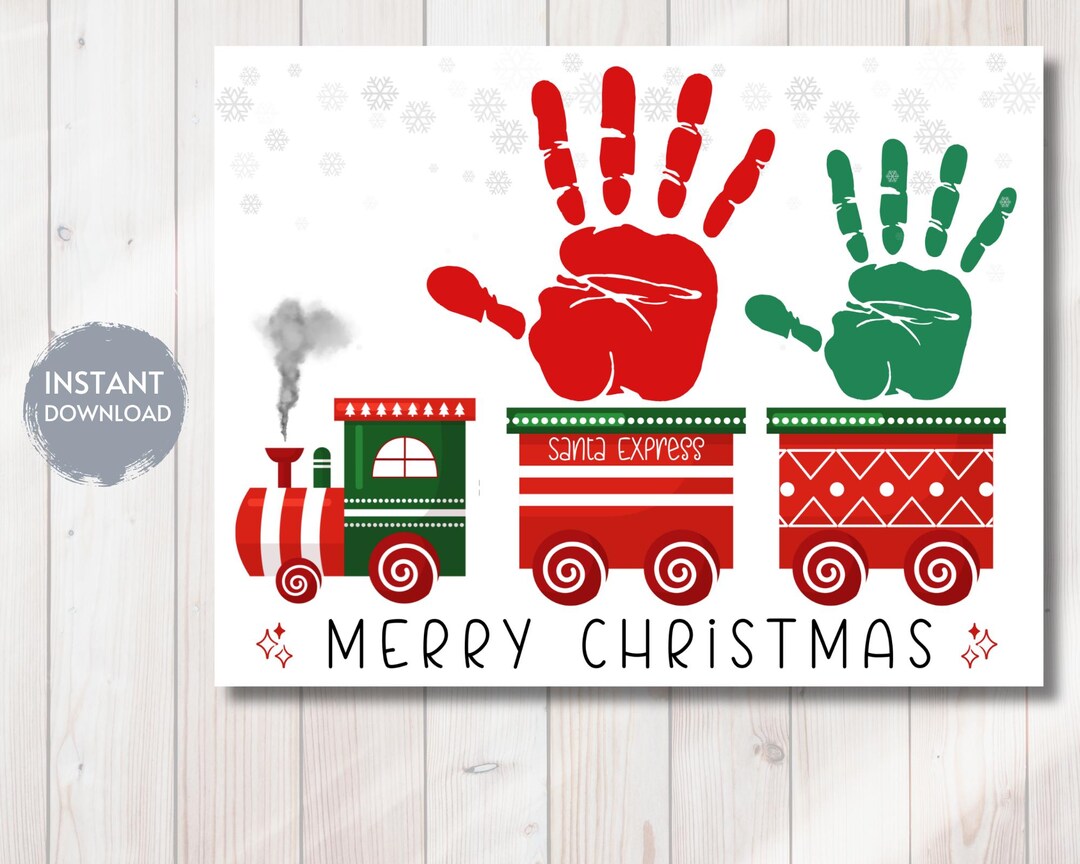 Christmas Train Handprint TEMPLATE, Digital Download, Polar Express ...